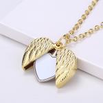Sublimation Blank Angel Wings Locket Photo Necklaces Pendants Sublimation
