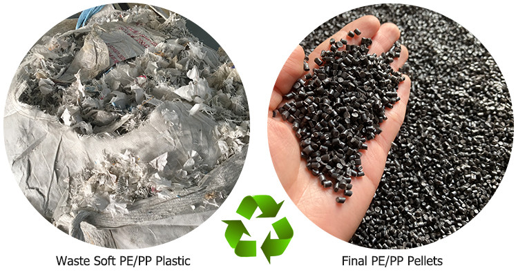 High Capacity Waste Pp Film Pe Plastic Strand Cooling Pelleting Line