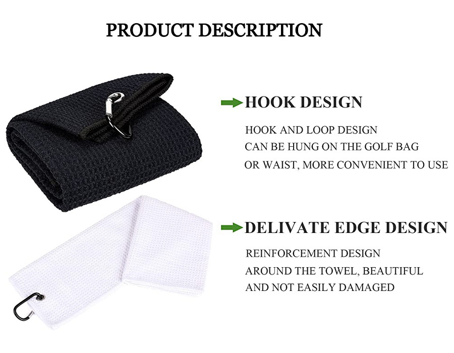 350-430gsm Embroidery Logo Compressed Waffle Golf Towel Sand Free / Quick Dry Towel For Golfers