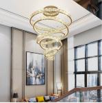Luxury Staircase Crystal Chandelier Large Modern Rings silver chandeliers(WH-NC