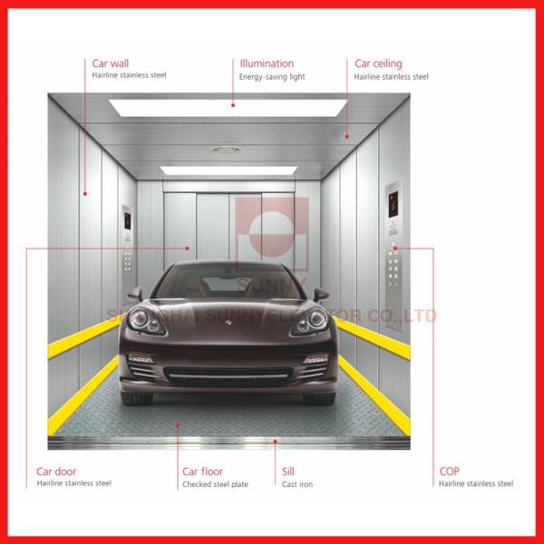 Large Space / Load High Speed Car Elevator Compact Simple Operation For