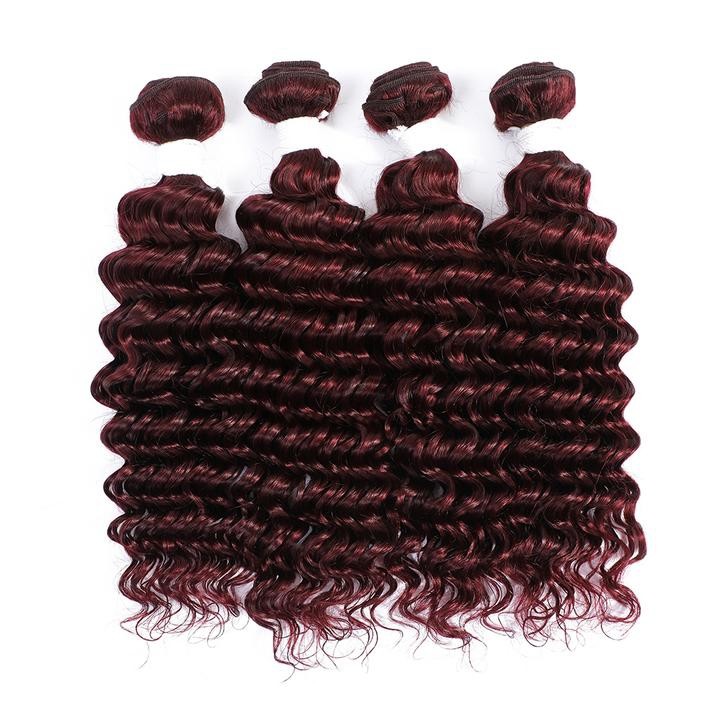 #99J Dark Wine Deep Wave Remy Human Hair Bundles Sew In Weave Bundles Brazilian Bundle Deals