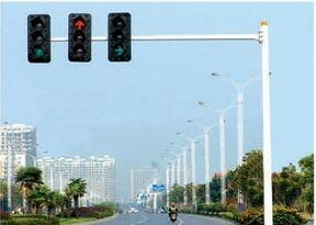 Quality Q235 Steel Material 3mm Road Sign Traffic Signal Pole With Double Outreach Arms wholesale