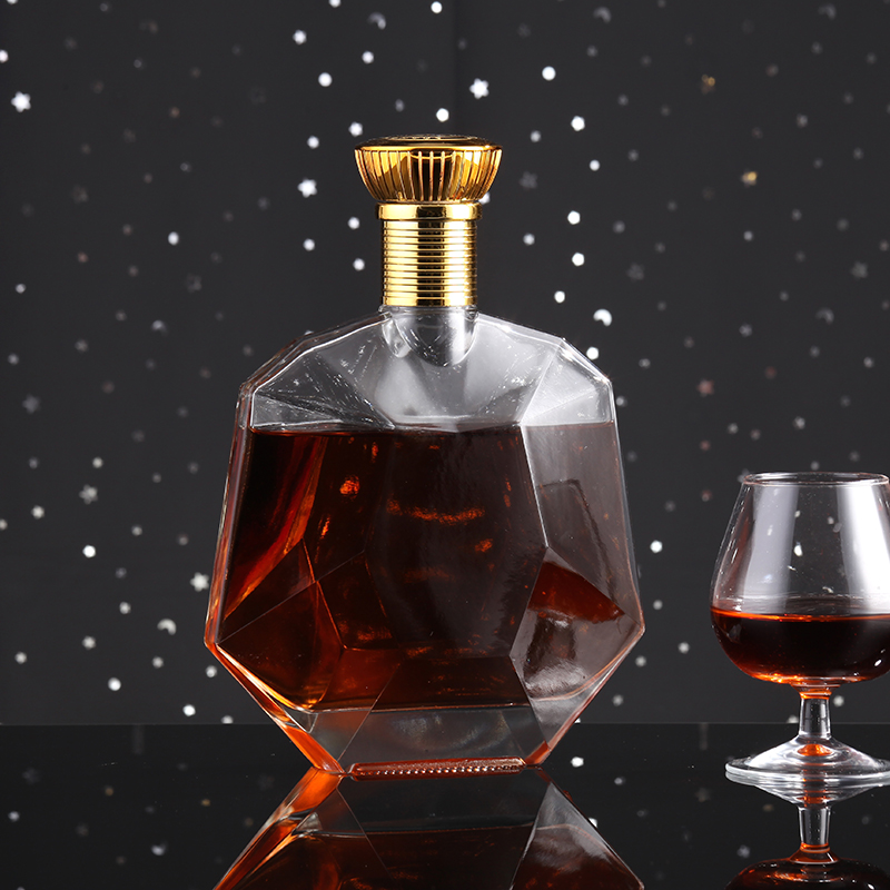 Whisky Vodka Brandy Hot Stamping Glass Bottle Customized 500ml 750ml Surface Handling