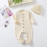 Custom Baby Winter Bodysuit 100% cotton Cable Knitted New Born Baby Rompers