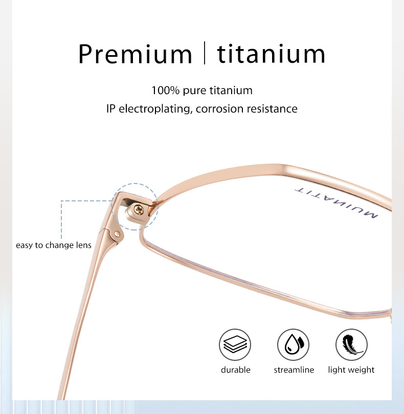 Ultra light Titanium Frame Glasses Polygon Round Customized Logo