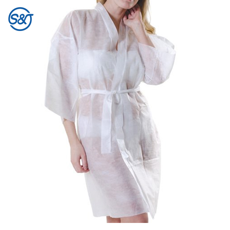 Blue Nonwoven Disposable Spa Wear Massage Ladies Kimono Robe