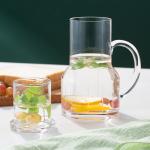 Engraved Hand Blown Glass Carafe 30 Oz Clear Bedside Water Pitcher With Handle