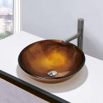 420mm Tempered Glass Sink Foil Gold Bathroom Countertop Wash Basins