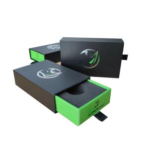 Quality Green Paper Cardboard Stock Gift Box for Car Keychain Pull Out Drawer Custom EVA Insert wholesale