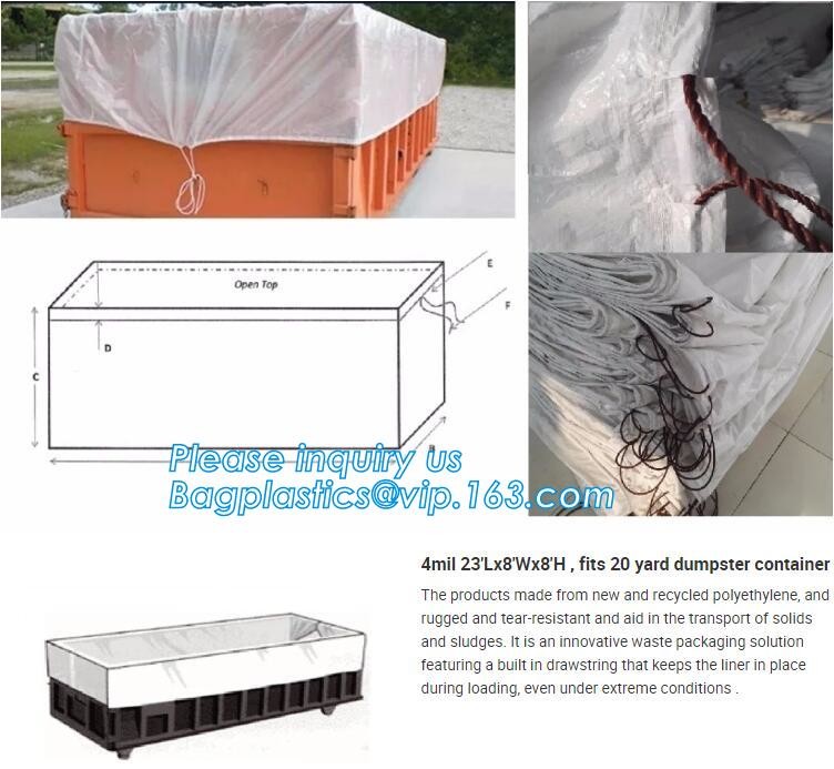 Environmental 6 Mil Drawstring Dumpster Container Liners,6Mil Drawstring Open Top Dumpster Container Liners, BAGPLASTICS