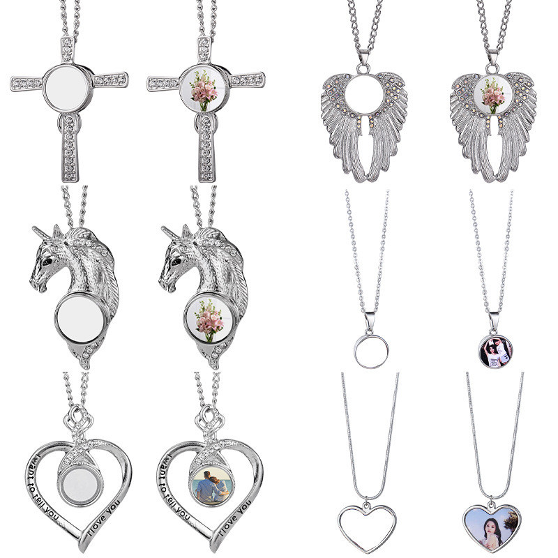 Custom Photo Printing Oval Shape Sublimation Necklace With Aluminum Insert For Sublimation Heat Transfer Printing