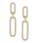 White Cubic CZ 18K Gold Plating Pave Link Drop Earrings Women Fashion Jewellery