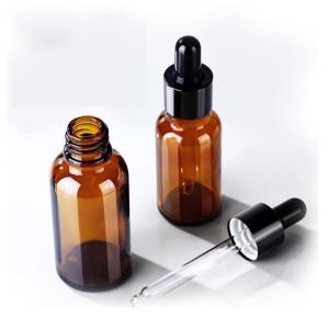 Quality Medicine / Cosmetics 30ml Amber Dropper Glass Bottle In Soda Lime Silica Glass wholesale