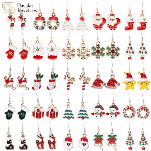 Quality Elk Snowman Santa Silver Christmas Earrings , Xmas Tree Womens Holiday Earrings wholesale