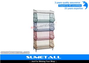Quality 5 Tiers Colorful Stackable Wire Metal Shelving , Wire Storage Racks For Promotional Products wholesale