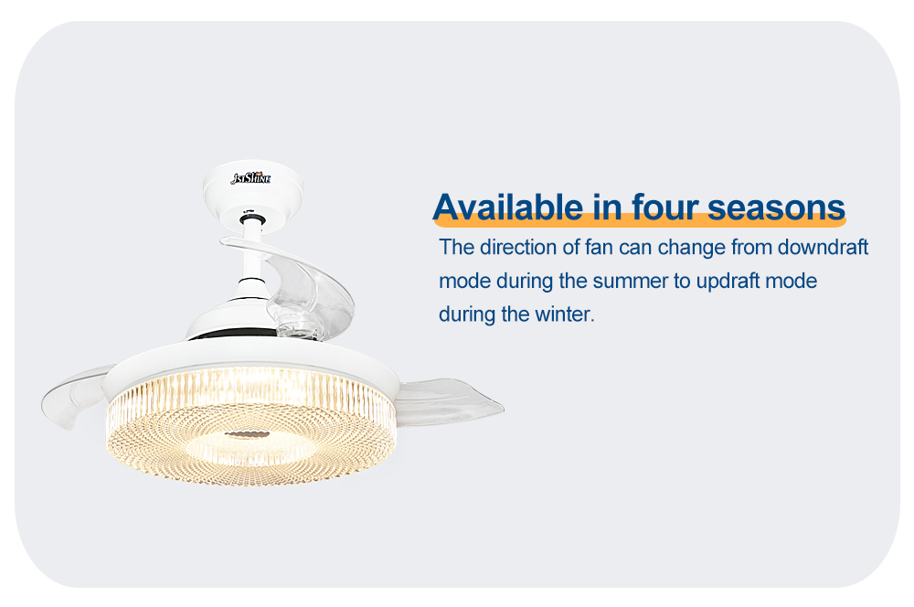Retractable LED Ceiling Fan with Remote Control and 3000K/4500K/6000K Color Temperature