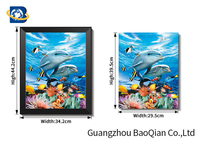 High Definition 3D 5D Lenticular Dolphin Pictures With Black PS Frame