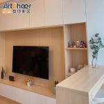 TV Cabinet with Fireplace Design and Hidden TV Lift Cabinet in Customized Color