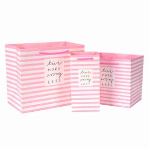 Quality 8x4x10 Small Favor Pink Wedding Printed Paper Gift Bags Bulk With Ribbon Handle wholesale