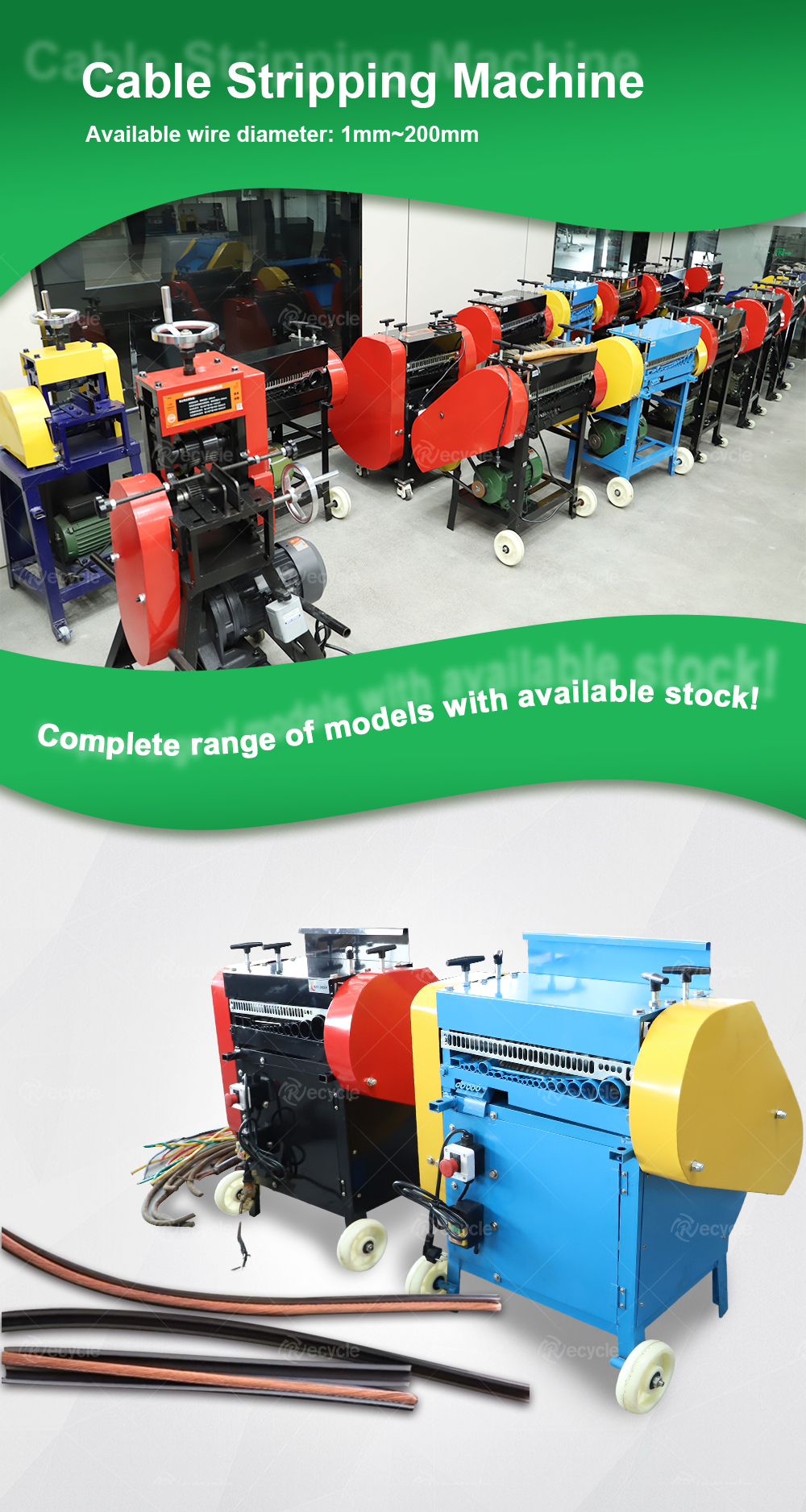 Red Blue Automatic Scrap Cable Stripper Machine 1.5kw Scrap Copper Wire Stripping Machinery