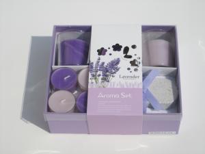 Quality Purple &amp; pink lavender fragrance scented tealight candle &amp; glass candle with printed label packed into gift box wholesale