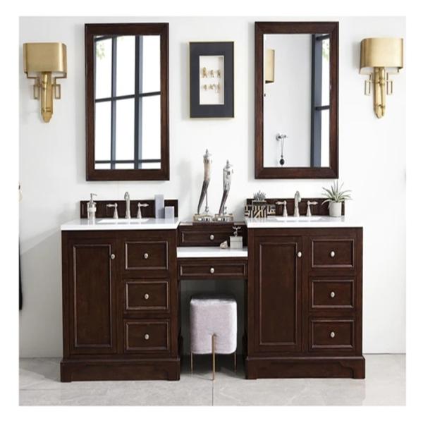 Dark Walnut Waterproof Lacquer Bathroom Vanity in Traditional Design 38-46 in