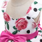 White Formal Dress Girls Kinder Kleider Rose Print Vestidos De Fiesta Sukienki