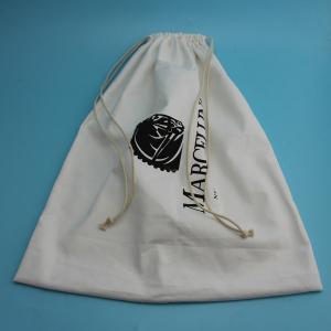 Quality Soft Large Dust Bag For Dresses , Embossing White Cotton Drawstring Bag wholesale