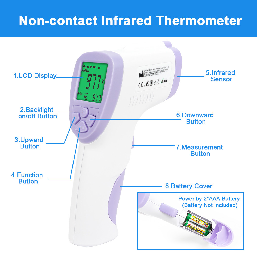 Baby Children Forehead Fever 32 Memory Digital Infrared Thermometer