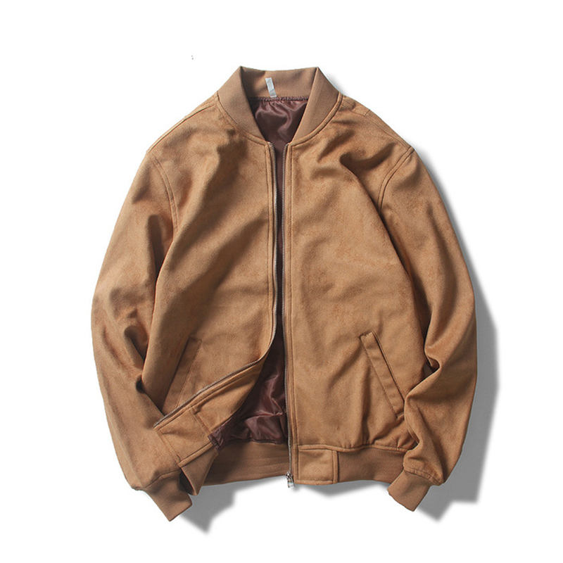 Oem Factory Manufacturer Custom Logo Causal Slim Fit Cotton Suede Leather Zip Up Bomber Jackets