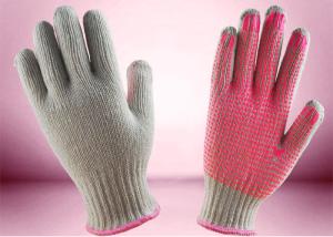 Quality 7 Gauge PVC Dotted Gloves Pink PVC Dots On Palm Slip Resistance ZS2-015 wholesale