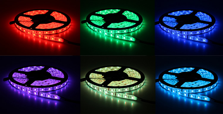 5m 12v 24v 16.4ft 60d waterproof smd 5050 rgb led strip light