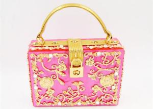 Quality Customize Jewel Pink Acrylic Clutch Bag Lucite Frame And Small Box Sized wholesale