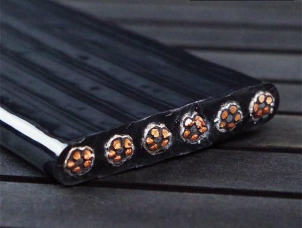 Screened Copper Conductor Flat Electrical Cable , Flat Crane Cable PVC