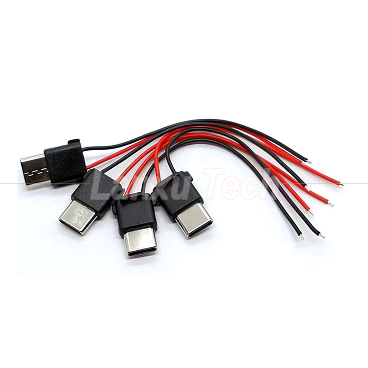 USB Type C 2 Pin Male Plug Connector Cable for Phone Power Bank