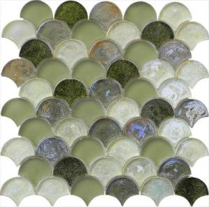 Quality Grey green mix water waving glass mosaic wholesale