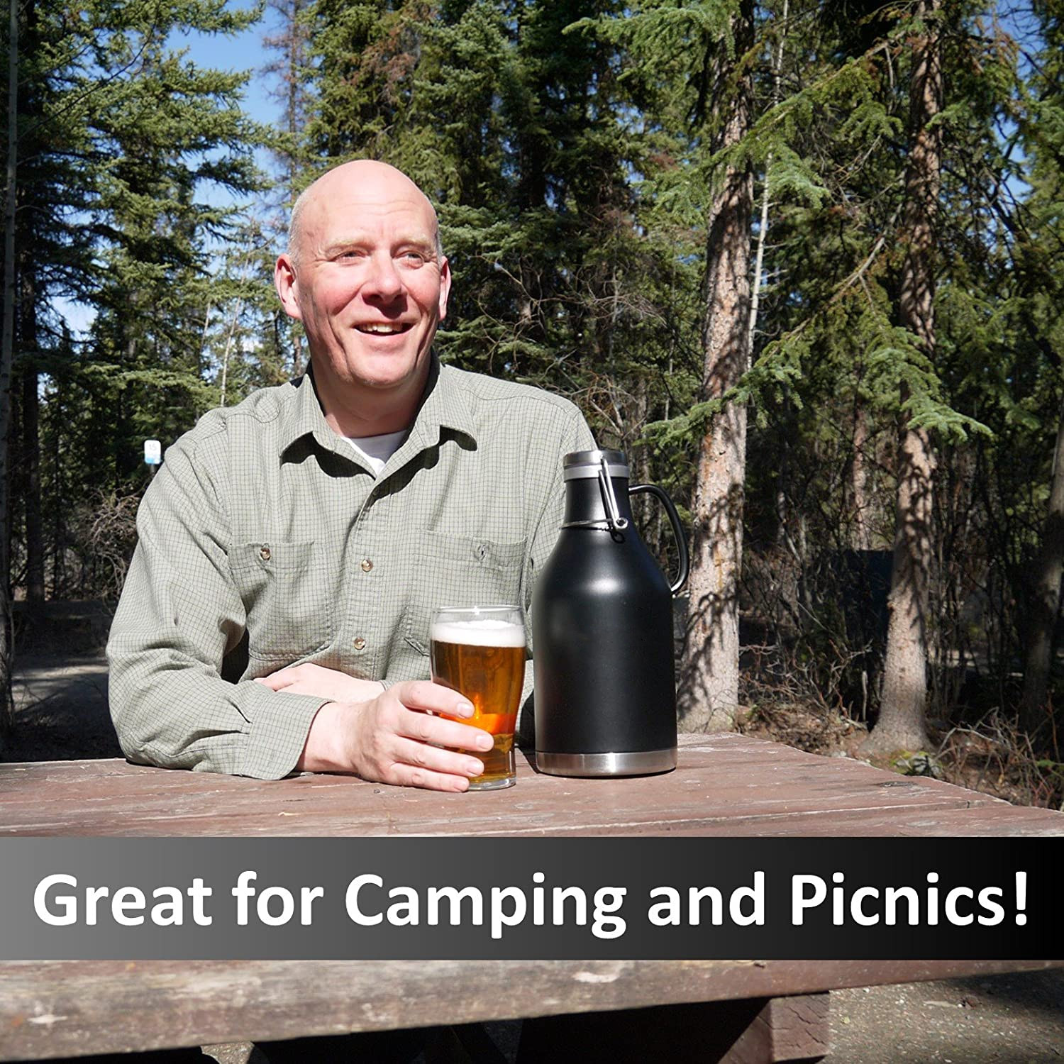 Tight Seal Vacuum Insulated Growlers , Stainless Steel 2 Liter Swing Top Growler