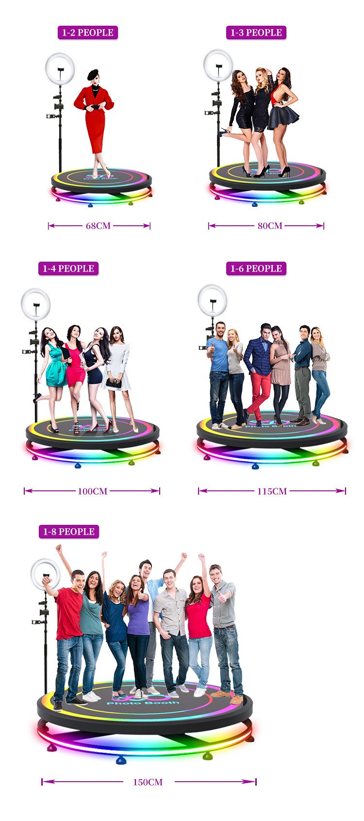 360 Degree Portable Photo Booth Optional Rgb Light 360 Selfie Booth Free Accessories