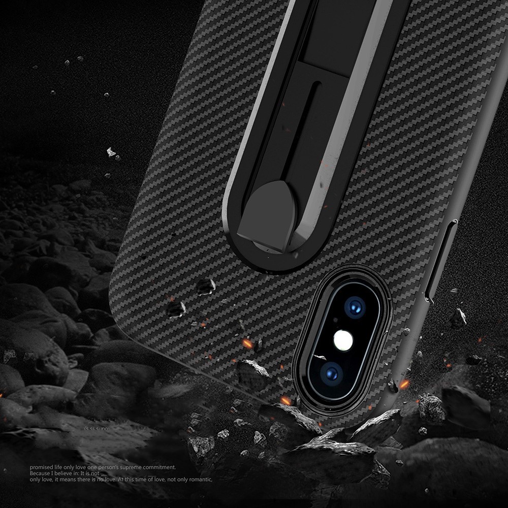 Color Red Carbon Fiber Invisible Kickstand TPU Case Back Cover For IphoneXS IphoneXR IphoneXS MAX Iphone8 Iphone7 Plus