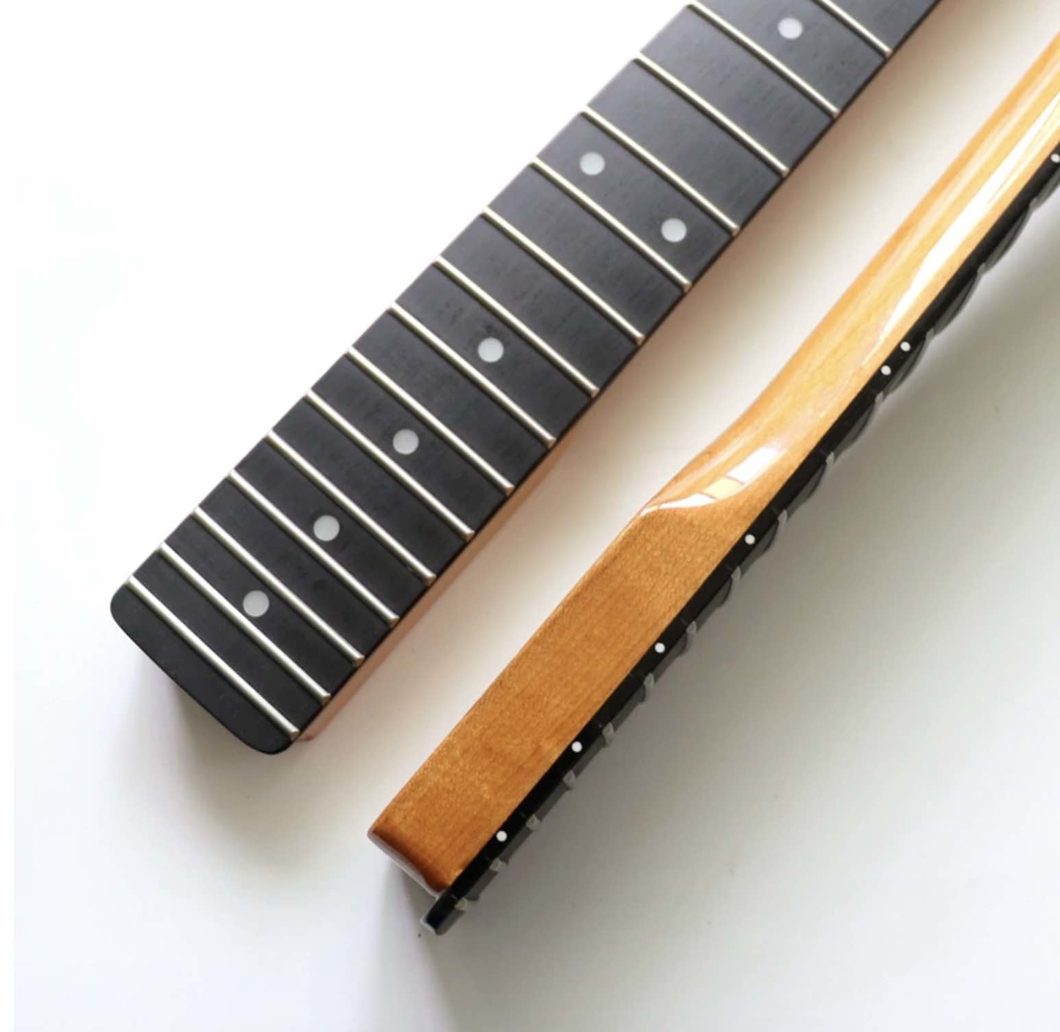 Custom Grand 22 Fret Roasted Maple Electric Guitar Neck for Handmade Tele Guitar Kits Gloss Finished with Bone Nut