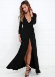 Sexy Long Plain Black Dresses For Girls