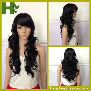 Quality High Temperature Fiber Long Synthetic Wigs Side Fringe Light Brown wholesale