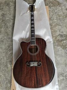 Quality Solid mahogany wood left handed grand cutaway acoustic guitar jumbo size mahogany wood acoustic electric guitar wholesale
