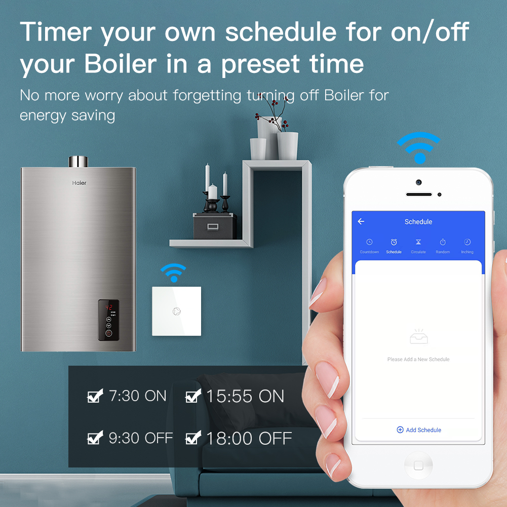 Smart Home System EU UK 20A Tuya Alexa Google Siri Voice Remote Control WiFi Water Heater Smart Switch
