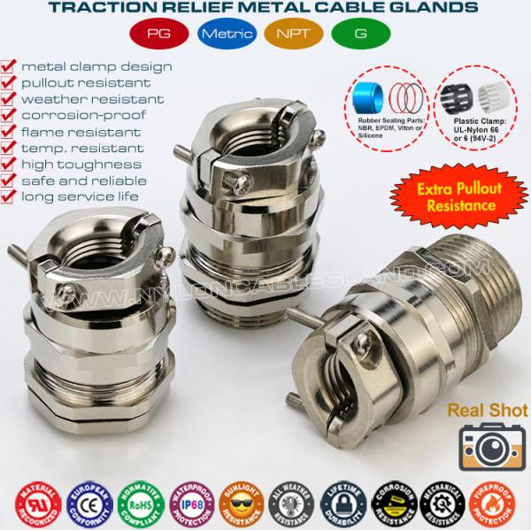Metal Brass IP68 Watertight Metric Cable Gland M12~M64 with Traction Relief