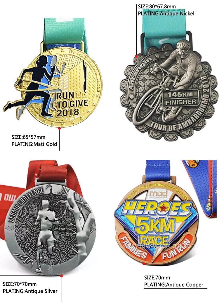 Design your own sport marathon running finisher Zinc alloy medal with lanyard