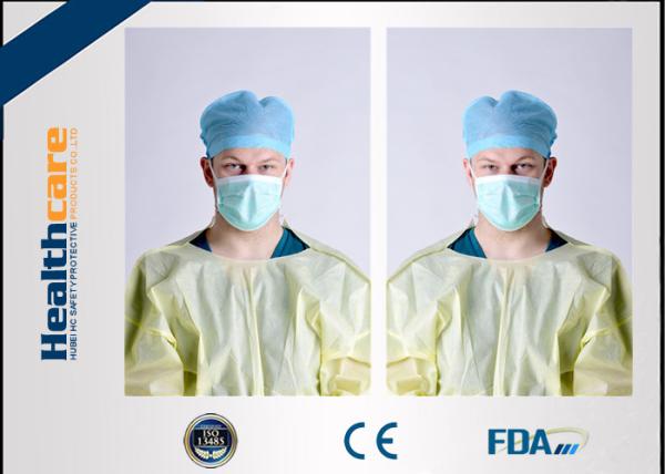 Yellow Disposable Isolation Gowns One Time Use Knitted Cuff Barrier Gowns