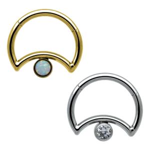 Quality Women Nose Piercing Jewellery Gold Color Moon Shaped Dropship Indian Opal Zircon wholesale