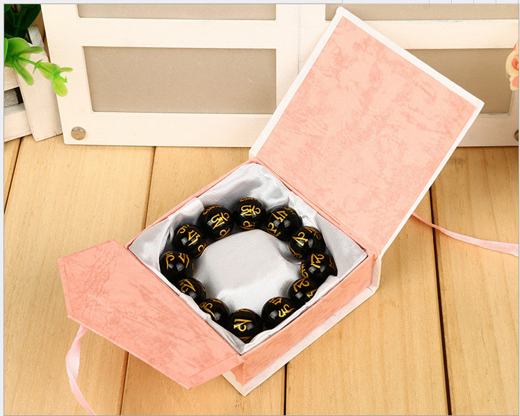 Custom handmade small luxury jewelry paper gift box for bracelet with ribbon